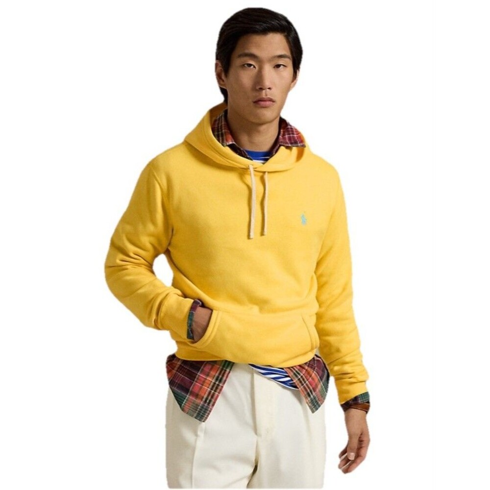 POLO Ralph Lauren Men's Classic Pullover Hoodie Front Pocket Yellow Size Small